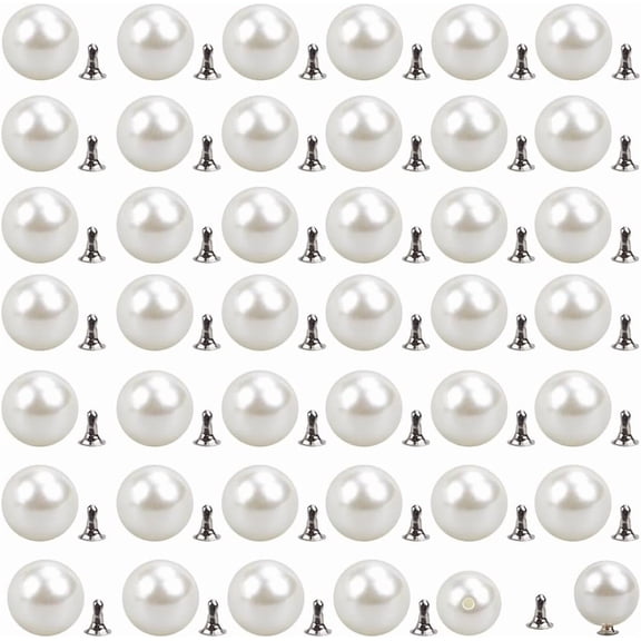 1 Box 80 Sets 12mm No-sew Pearl Buttons Pearl Snap Buttons Detachable Reusable Artificial Pearl Fixed Pins Rivets Studs Adjustable Sweater Buttons