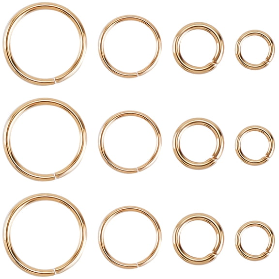 1 Box 800Pcs 4 Sizes Real 18K Gold Plated Stainless Steel Jump Rings Jewelry Split Ring Bulk Metal Round Open Loop Connector Ring