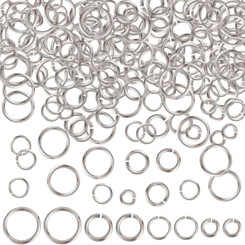 1 Box 800Pcs Open Jump Rings Stainless Steel 4 Size Silver Jump Rings ...