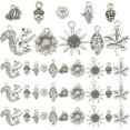 thumbnail image 1 of 1 Box 80Pcs 10 Style Thanksgiving Charms Bulk Autumn Charms Fall Charm Pumpkin Sunflower Maple Leaf Squirrel Harvest Charm for Jewelry Making Charms DIY Bracelet Necklace Earrings Crafts Silver, 1 of 9