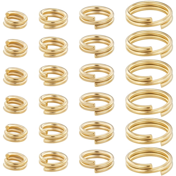 1 Box 80Pcs 4 Styles Brass Split Rings Double Loops Jump Rings Real 24K Gold Plated 20~24 Gauge 4~8x1.7~2mm Inner Diameter: 3.5~6.3mm