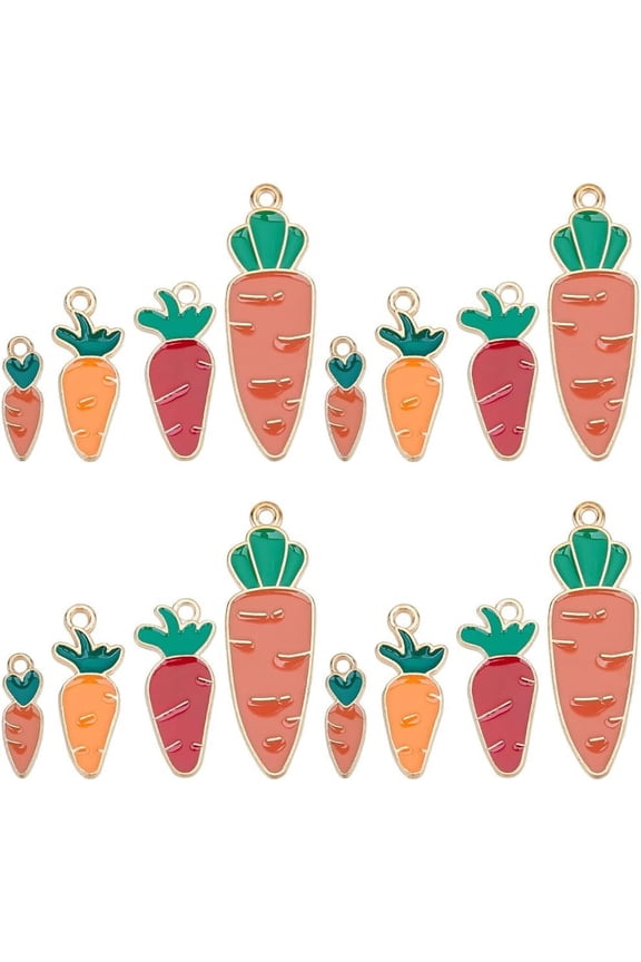 1 Box 80Pcs Easter Charms Bulk Mini Carrot Charms Rabbit Bunny Charms Cartoon Raddish Charms Gold Carrot Charm