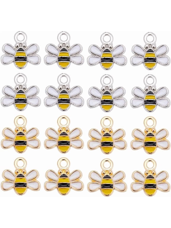 1 Box 80Pcs Enamel Bee Charms Honeybee Charms Bulk Alloy Yellow Gold Metal Honey Bees Charm for DIY Jewelry Making Charms Supplies DIY Crafting Necklace Bracelet Earring Women Beginners Adults
