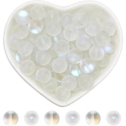 1 Box 80Pcs Glass Moonstone Beads Bulk 10mm Frosted Beads Matte Clear Transparent Round Ball Aurora Frost Spacer Loose Bead for Jewelry Making Bracelets Necklaces Earrings DIY Crafts Clear