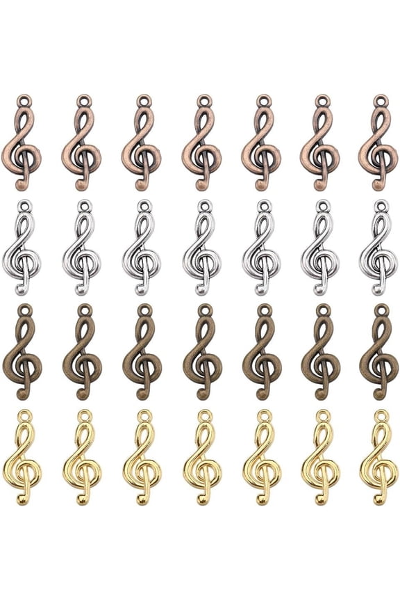 1 Box 80Pcs Music Notes Charms Bulk Musical Note Charm Mini Tibetan Style Silver Bronze Charms Gold Music Symbol Note Charm