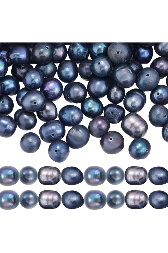 1 Box 80Pcs Natural Black Pearl Beads Freshwater Pearls Beads Cultured Real Genuine Round Hole Baroque Irregular Spacers