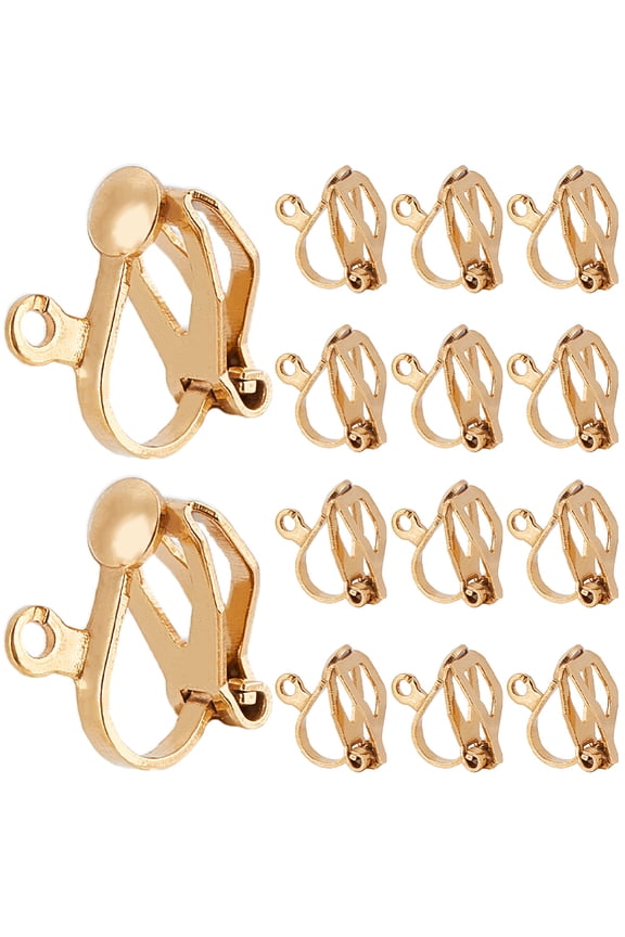 1 Box 80Pcs Real 18K Gold Plated Clip-on Earring Converter Clip Earrings Findings Stainless Steel Earring Clips with Loops Non Pierced Clip on