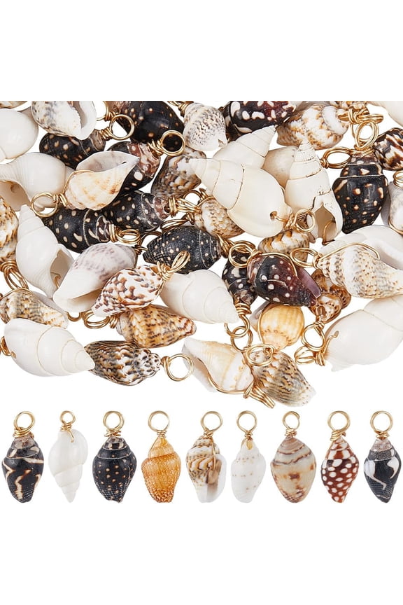 1 Box 80Pcs Real 18K Gold Plated Small Seashell Charms Summer Themed Charms Bulk Natural Sea Ocean Beach Spiral Shell Charm