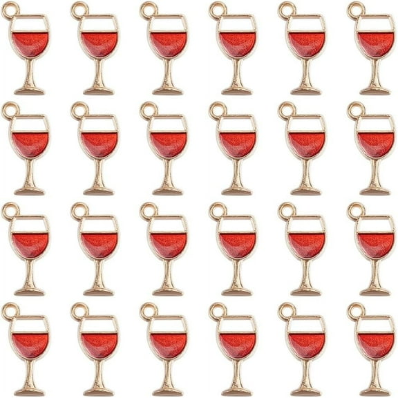 1 Box 80Pcs Red Wine Glass Charms Goblet Charms Bulk Small Gold Metal Wines Cup Party Bottle Enamel Drink Charms for DIY Jewelry Making Charms Diy Necklace Bracelet Earring Supplies Women Adults