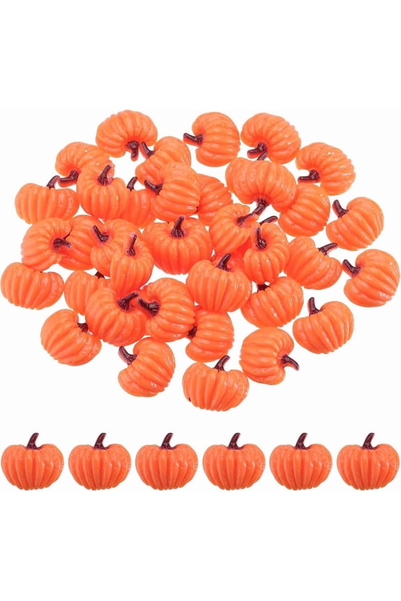 1 Box 80Pcs Resin Charms Pumpkin Charms Cartoon Fall Theme Orange Pumpkins Flatback Cabochons Bulk