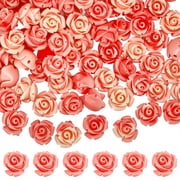 1 Box 80Pcs Rose Shaped Beads 10MM Rose Flower Beads with Hole Bulk Loose Acrylic Small Romantic Pink White Spring Floral Spacer for Jewelry Making Findings Bracelet Earrings DIY Crafts Gifts DIY