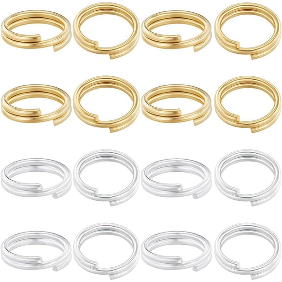 1 Box 80Pcs Split Jump Ring 8mm 24K Gold and 925 Sterling Silver Plated Double Loops Rings Crafts
