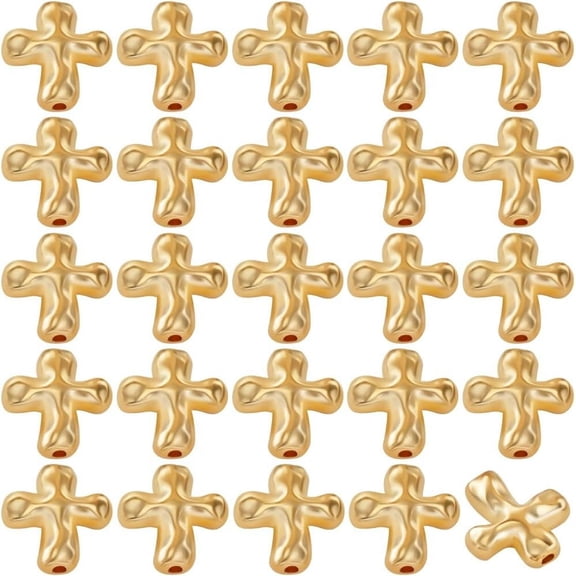 1 Box 80pcs Alloy Cross Beads Gold Crosses Beads Metal Tibetan Golden Crucifix Center Crosses Space Bead Bulk for Jewelry Making Holiday Bracelet Necklace Beading Accessories Supplies Crafts DIY