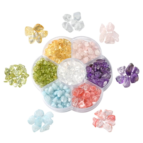 1 Box 84G 7 Styles Natural & Synthetic Mixed Gemstone Beads Set Chip Mixed Dyed and Undyed 4~10x4~6x2~4mm Hole: 1mm about 12g/style