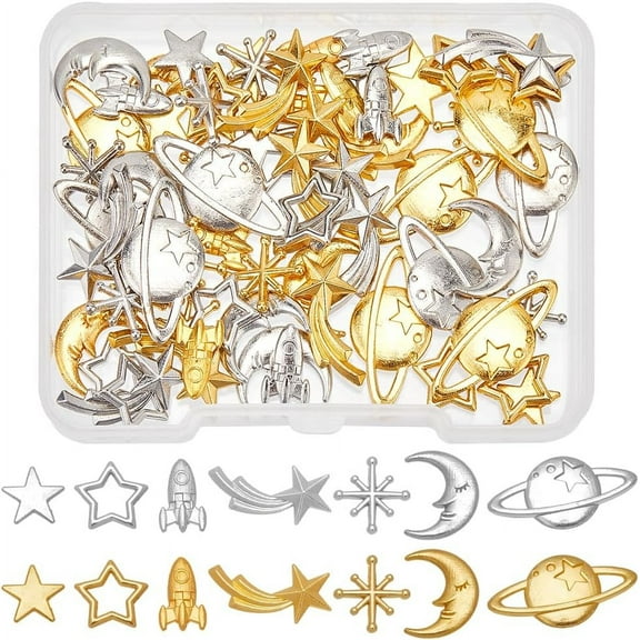 1 Box 84Pcs Filler Charms Star Moon Planet Fillers Charms for Art Nail Decoration DIY Crafts Jewelry Making Supplies DIY Making handmade