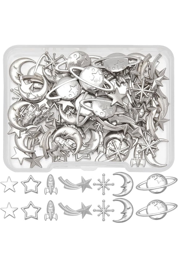 1 Box 84Pcs Filler Charms Star Moon Planet Fillers Charms for DIY Making