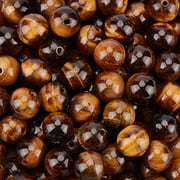 1 Box 8MM 120PCS Tiger Eye Beads with Hole Natural Yellow Round Smooth Polished Opaque Loose Spacer Charm Bead Bulk