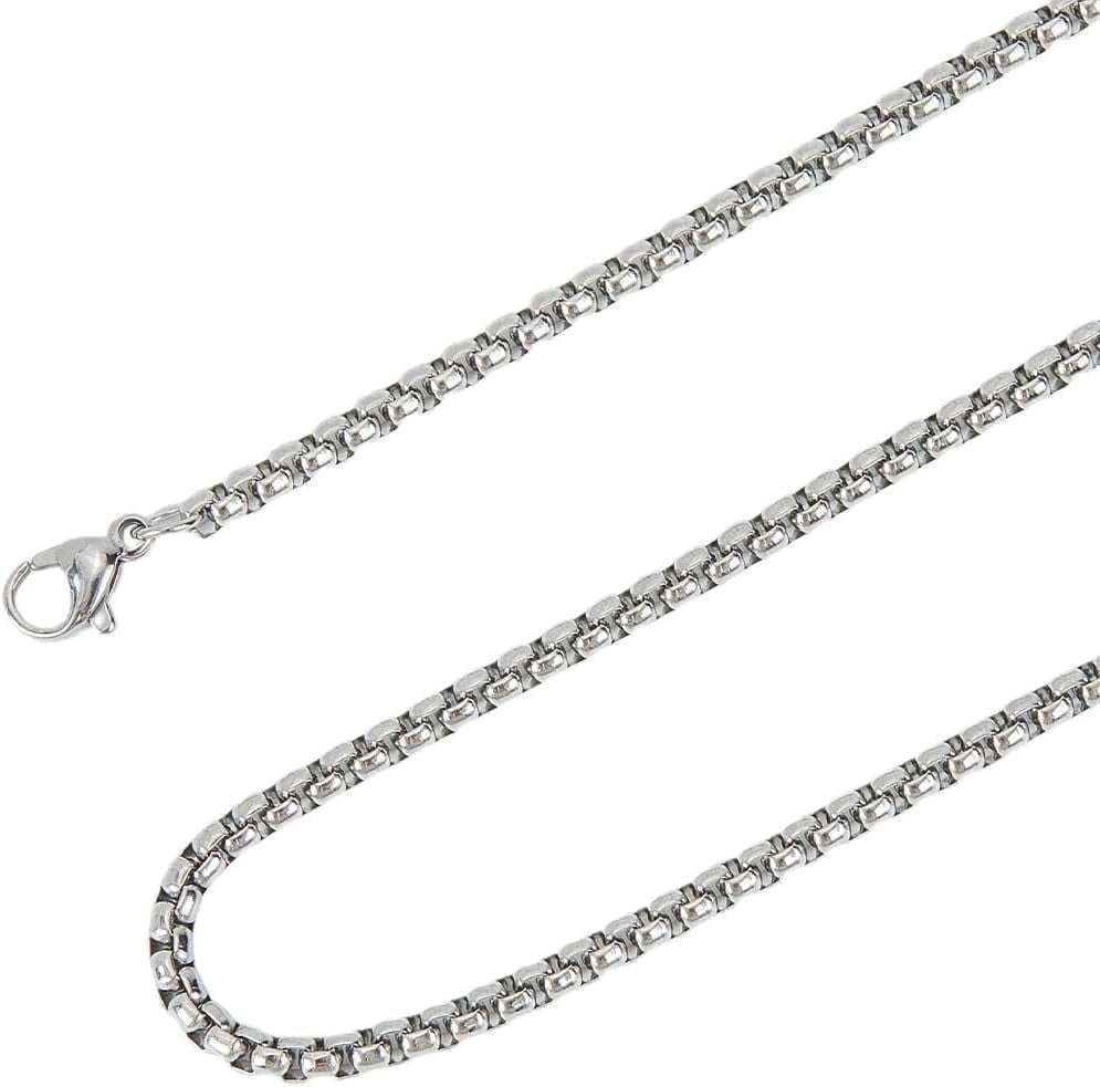 Square Rolo 1 Box 8Pcs 24 Inch/60CM Square Rolo Chain Necklace 3mm Silver Box Chain ...