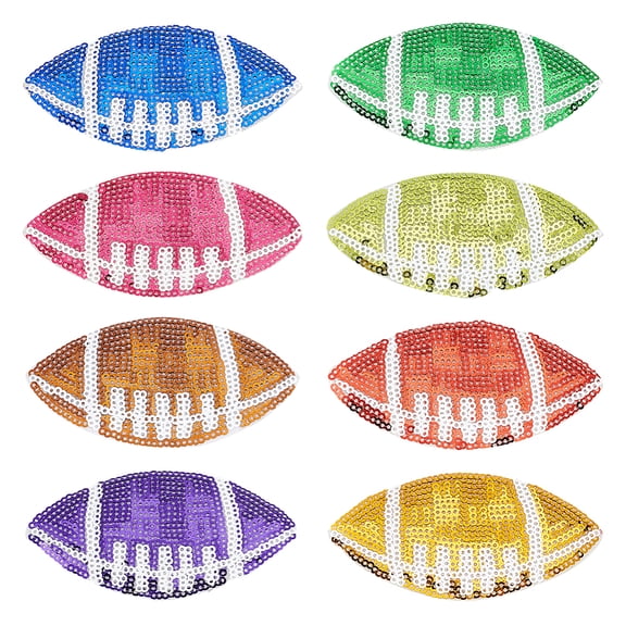 1 Box 8Pcs 8 Colors PET Paillette Embroidered Cloth Sew on Patches Rugby Mixed Color 100x51x1mm 1pc/color