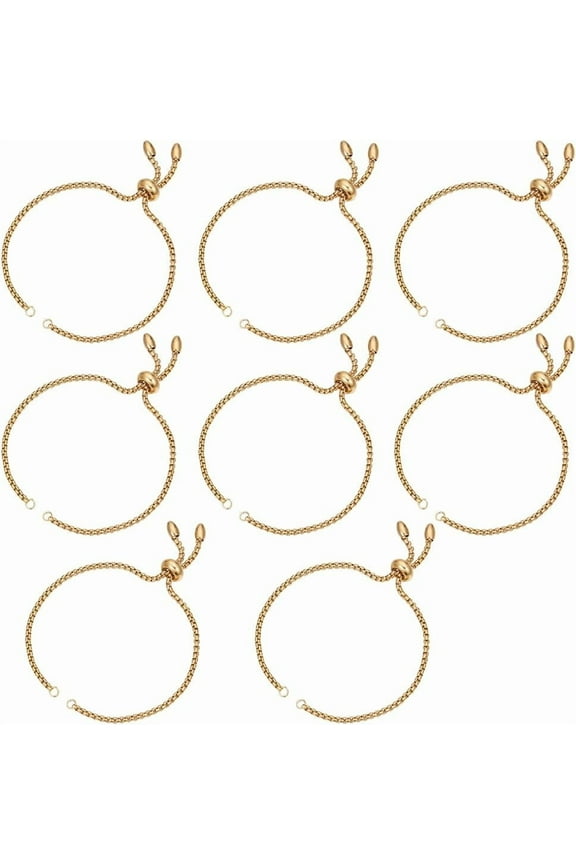 1 Box 8Pcs Adjustable Slider Bracelets Adjustable Slider Bracelet 304 Stainless Steel Slider Extender Chains Gold Slider Bracelets Bulk