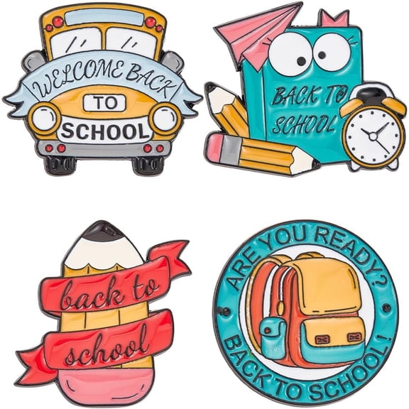 1 Box 8Pcs Back to School Brooches Cute Enamel Pins Bulk Planner Lapel Pins Set Schoolbag Pencil Schoolbus Book Alloy Brooch Accessory for Women Men Backpacks Jackets Clothes Hats Adult Gift diy