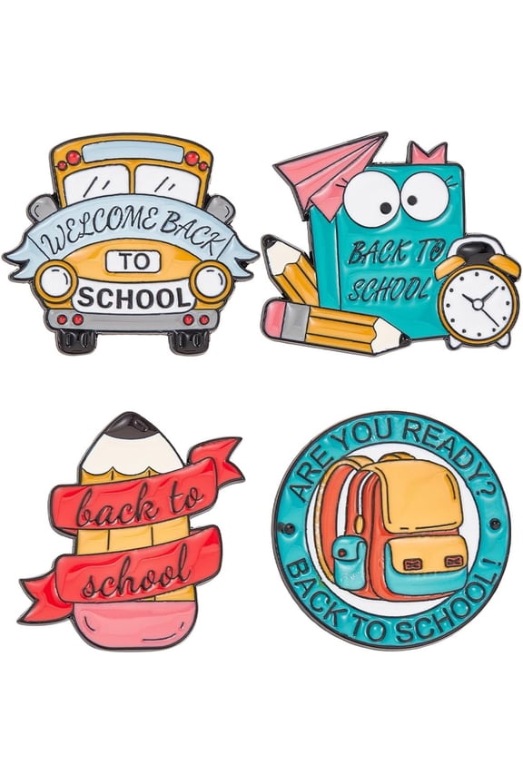 1 Box 8Pcs Back to School Brooches Cute Enamel Pins Bulk Planner Lapel Pins Set Schoolbag Pencil Schoolbus Book Alloy Brooch Accessory for Women Men Backpacks Jackets Clothes Hats Adult Gift diy