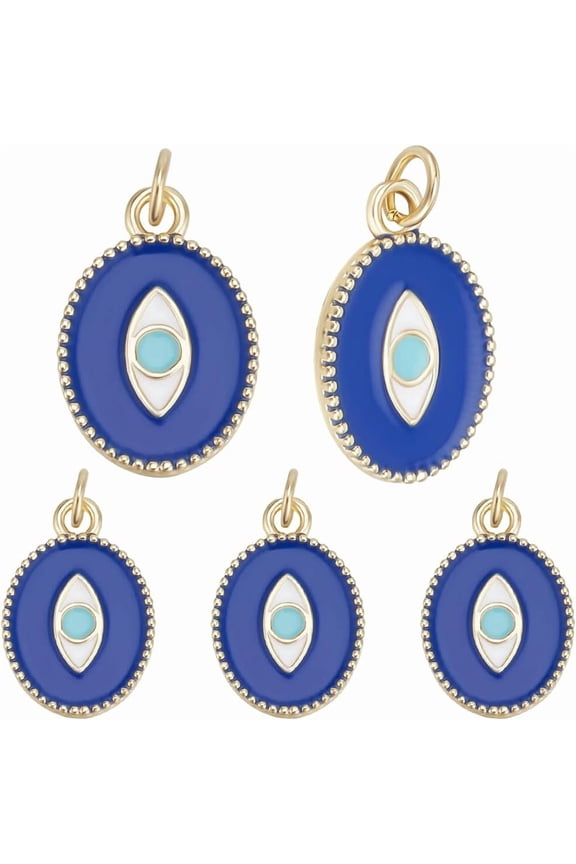 1 Box 8Pcs Charms Blue Enamel 18K Gold Plated Lucky Charms for Jewelry Making Earring Necklace Bracelets DIY Crafts Blue