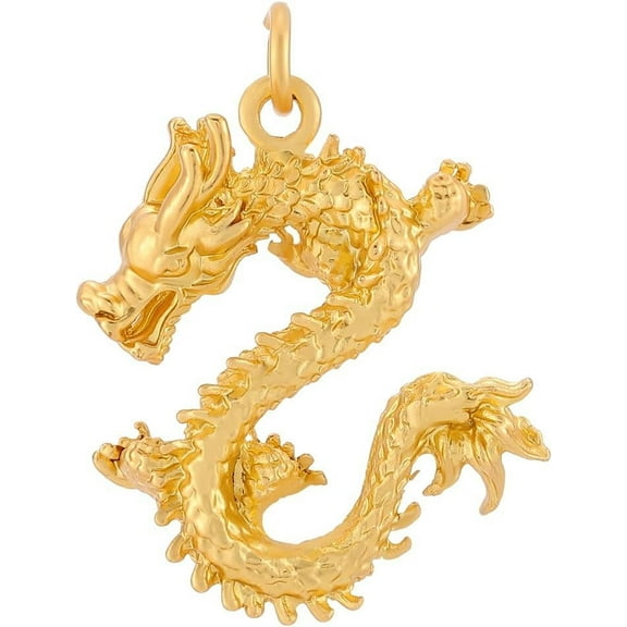 1 Box 8Pcs Chinese Dragon Charms 18K Gold Plated Chinese Zodiac Charms 3D Necklace Charm with Jump Ring for DIY Necklace Bracelet Jewelry Making Real 18K Gold Plated