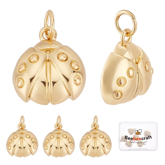 1 Box 8Pcs Ladybug Charms 18K Gold Plated Flying Animal Ladybirds Insect Charm for DIY Bracelet Necklace Keychain Jewelry Making