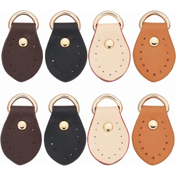 1 Box 8Pcs Leather Clasps with D Rings 4 Colors Bag Replacement Cowhide Buckle