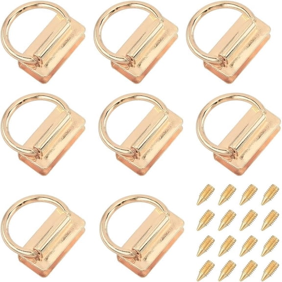 1 Box 8Pcs Metal Bag Connector Golden Alloy D Ring Bridge Hanger Side Bags Chain Link Clip Strap Lanyard Hooks Clasp Buckle with Screw for DIY Leather Craft Purse Handbag Belts Making Gold