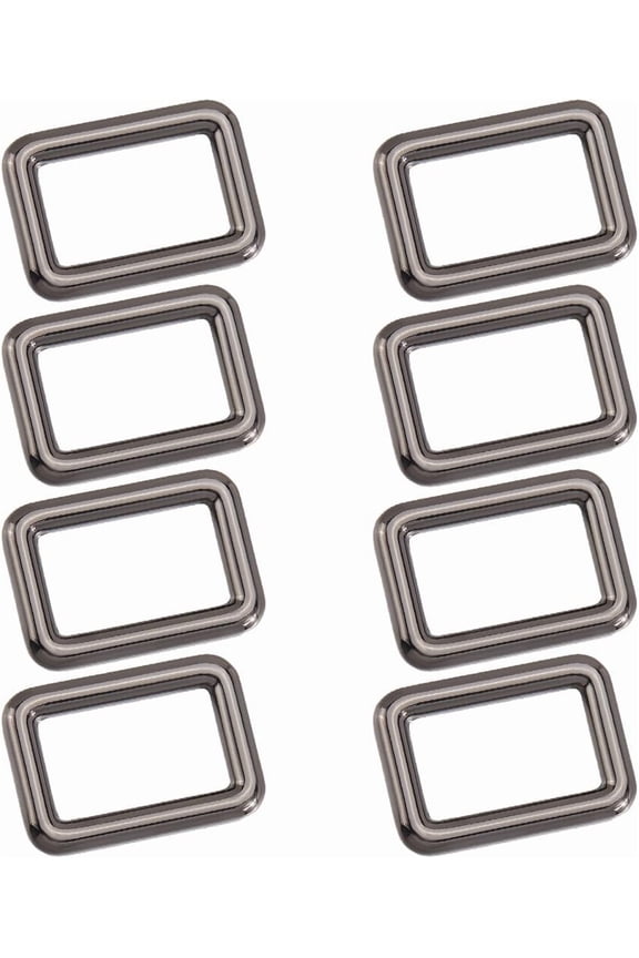 1 Box 8Pcs Metal Rectangle Ring Buckle Rectangular Buckle Belt Gunmetal Alloy 25mm Heavy Duty Small Webbing Purse Rings Loop for DIY