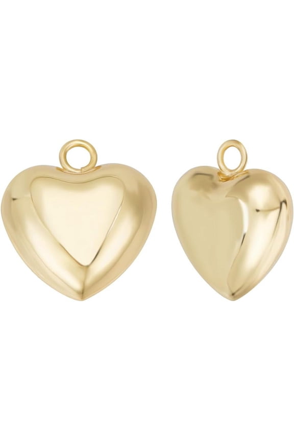 1 Box 8Pcs Puffed Heart Charm 18K Gold Plated Smooth Love Shape Drops Charms for Jewelry Making Necklace Bracelet DIY Crafts