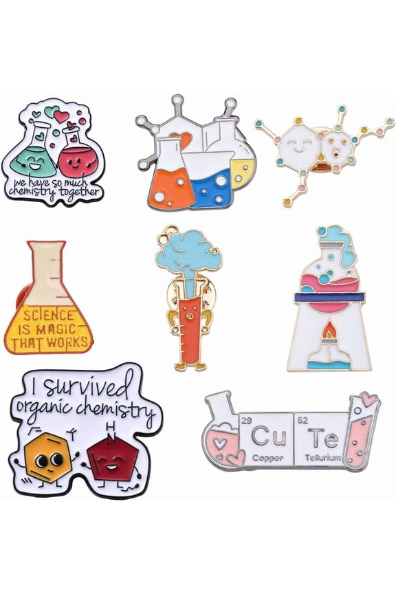 1 Box 8Pcs Science Enamel Pin Science Lapel Pins Bulk Pins Set Science Brooches Lab Pins Science Pin Medical Brooch Pins for DIY