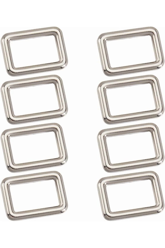 1 Box 8Pcs Silver Rectangle Buckle Ring Flat Metal Buckle 25mm Rectangular Heavy Duty Belt Alloy Small Purse Rings Loop