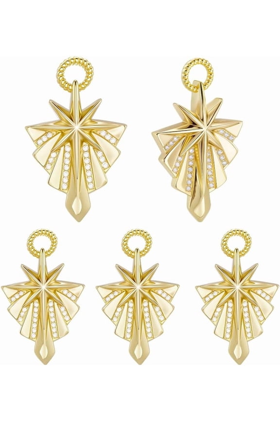 1 Box 8Pcs Star Charms 18K Gold Plated Brass Cubic Zirconia North Star Pendant Charms for DIY