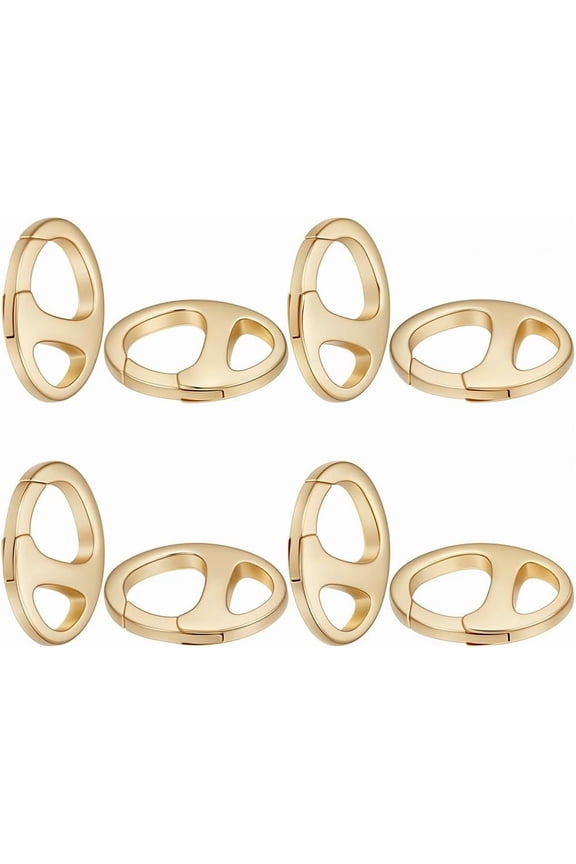 1 Box 8Pcs Trigger Spring O Rings Oval O Ring Real 18K Gold Plated Brass Purse Buckle Hardware Keyrings Clasps Mini Small Jewelry Snap Hooks Fastener Rings for Handbags Keychains DIY Crafts Gold