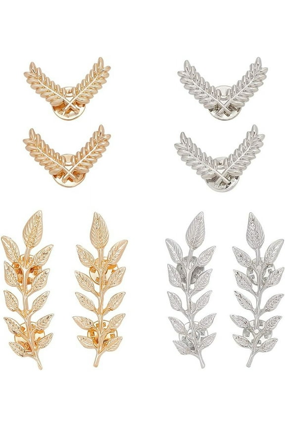 1 Box 8Pcs Wheat Leaf Suit Clip Elegant Double Leaf Wheat Collar Pin Brooch Gold Silver Suit Collar Brooch Gentlemen Suit Brooches DIY Decorative Breastpin for Suits Jackets Clothes Dress