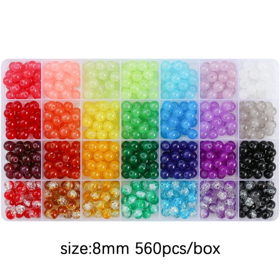 1 Box 8mm Glass Beads Assorted Rainbow Lampwork Craft Beads Solid Color Spacer Charm for Friendship Bracelet Beaded Necklaces