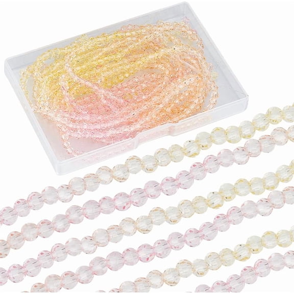1 Box 900-950Pcs Pink Faceted Glass Beads Gradient Beads Transparent Clear Segmented Gemstone Strands Tiny Spacer Bead for Jewelry Making DIY Crafts Supplies Necklace Women Multi-color