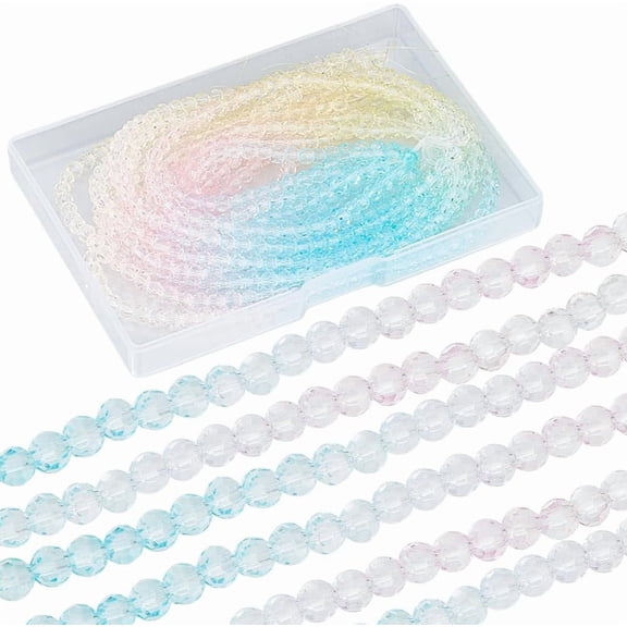 1 Box About 900-950Pcs Rainbow Glass Beads Bulk Round Glass Beads Multi-Colour Light Sky Blue Clear Transparent Cute Bead for Jewelry Making DIY Craft Necklace Bracelet Women Adult