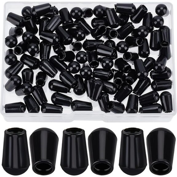 90Pcs PVC Coat hanger Wire Protector Cable Wire Waterproof Tip Cover Hanger Tube Cap Black 13x8mm Inner Diameter: 4mm