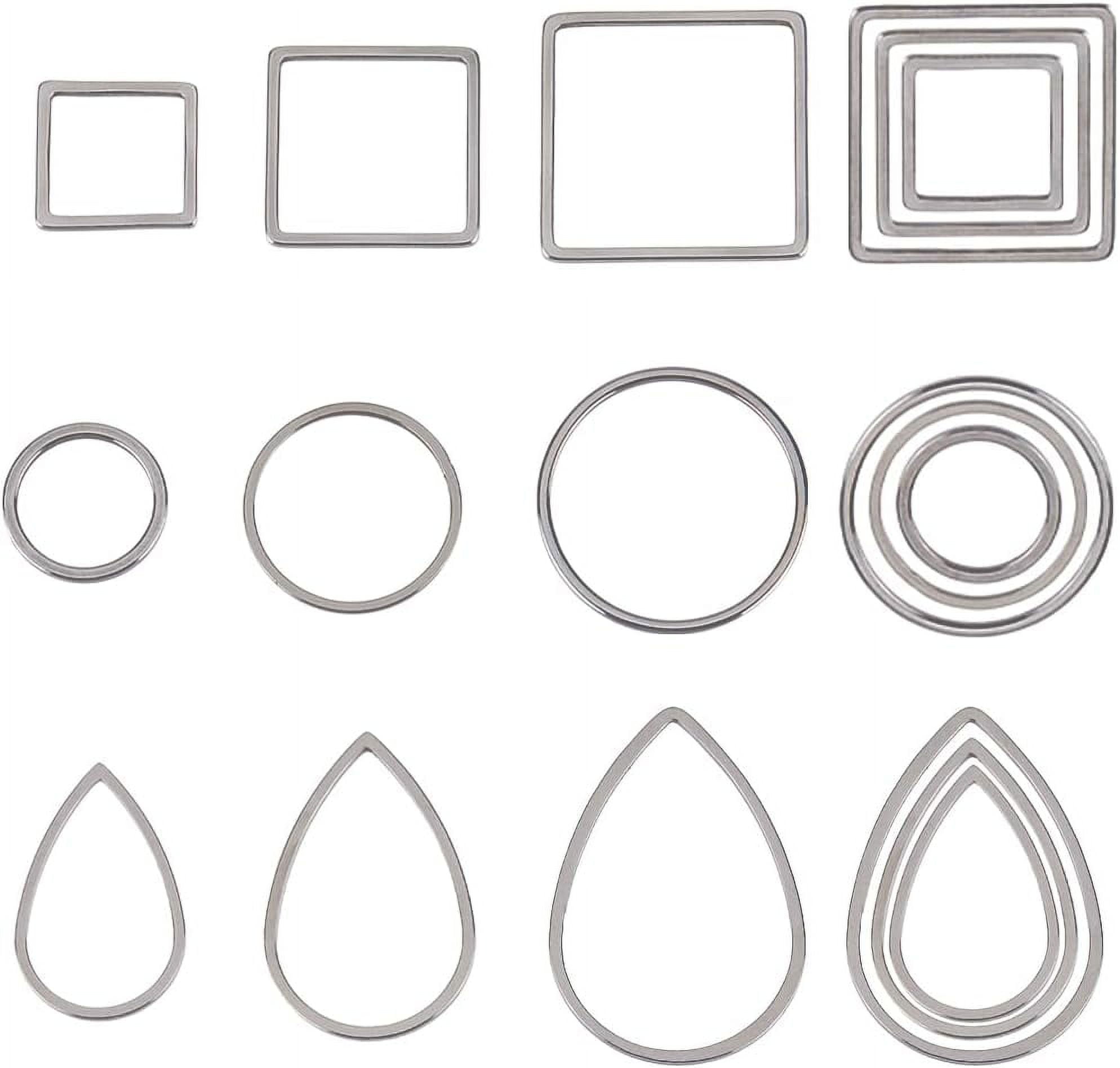 1 Box 90Pcs Open Bezel Charms Stainless Steel Open Back Bezels Pendant