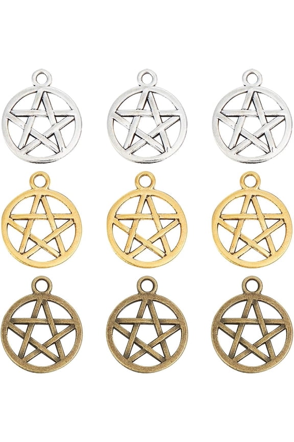 1 Box 90Pcs Pentagram Charms Small Charms Pentacle Star Charms Vintage Magic Charm Charm Bulk Protection Lucky Charm