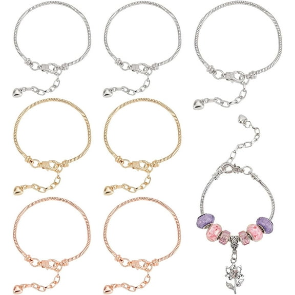 1 Box 9Pcs 3 Style Snake Chain Charm Bracelet