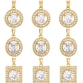thumbnail image 1 of 1 Box 9Pcs Cubic Zirconia Charms 18K Gold Plated Brass Flat Round Oval Square Charms for DIY Crafts Clear, 1 of 6