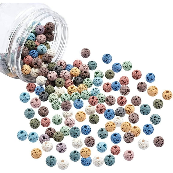 1 Box About 150 Pcs Natural Dyed Lava Beads 8.5mm Colored Unwaxed Round Loose Beads for Perfume Essential Oil Beads Aromatherapy Beads Hole: 1.5~2mm