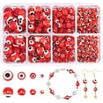 thumbnail image 1 of 1 Box (About 390pcs) 4 Sizes Red Handmade Round Evil Eye Lampwork Beads Charms Spacer Beads for Christmas Bracelets Necklace Jewelry Making, 1 of 9