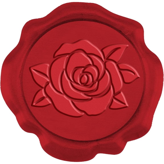 1 Box Adhesive Seal Stickers Envelope Seal Decoration for Craft Scrapbook DIY Gift Dark Red Rose Pattern 3cm 50pcs/box