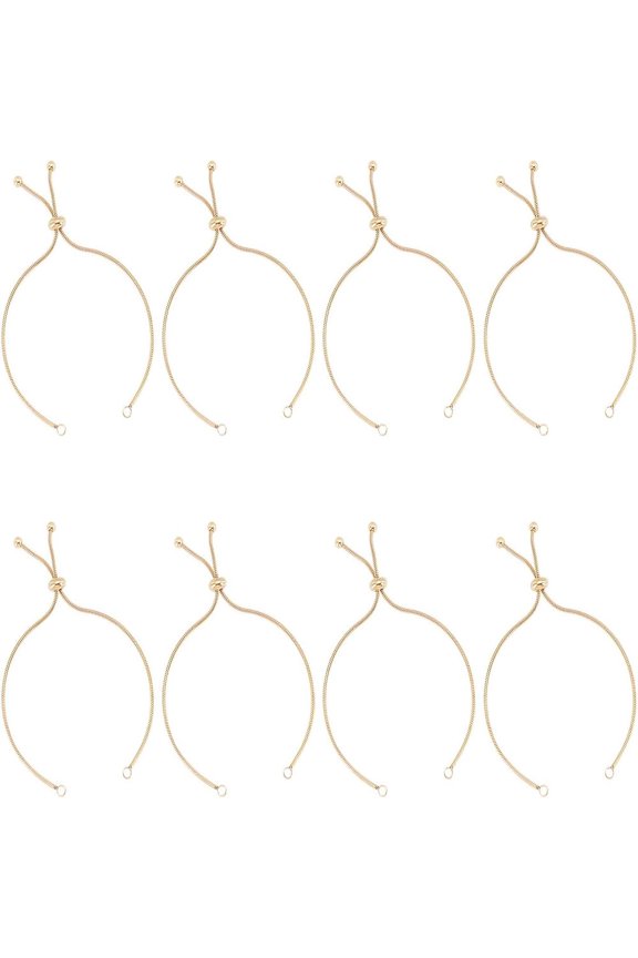 1 Box Adjustable 304 Stainless Steel Bracelet Making Slider Bracelets Golden 9 inch(23cm) 1.5mm Hole: 2.5~3mm 8pcs